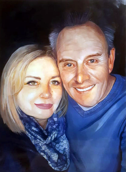 Watercolor painting portrait from photo, Custom pealistic portrait