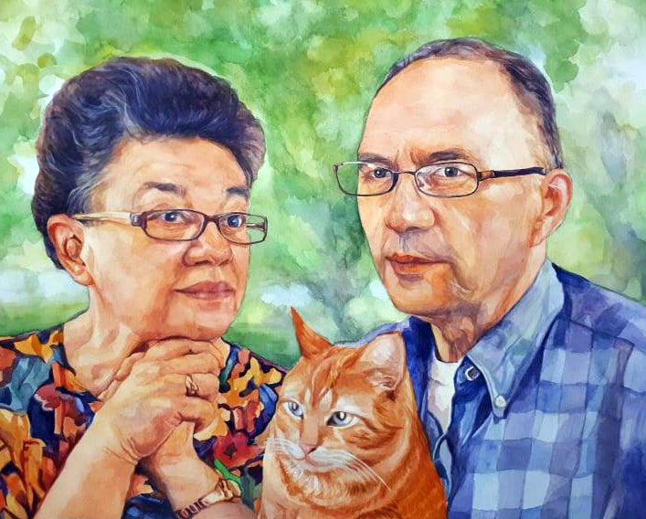 Watercolor painting portrait from photo, Custom pealistic portrait