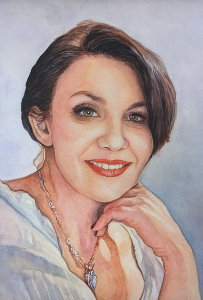 Watercolor Large painting portrait from photo, Original hand painted portrait painting from photo