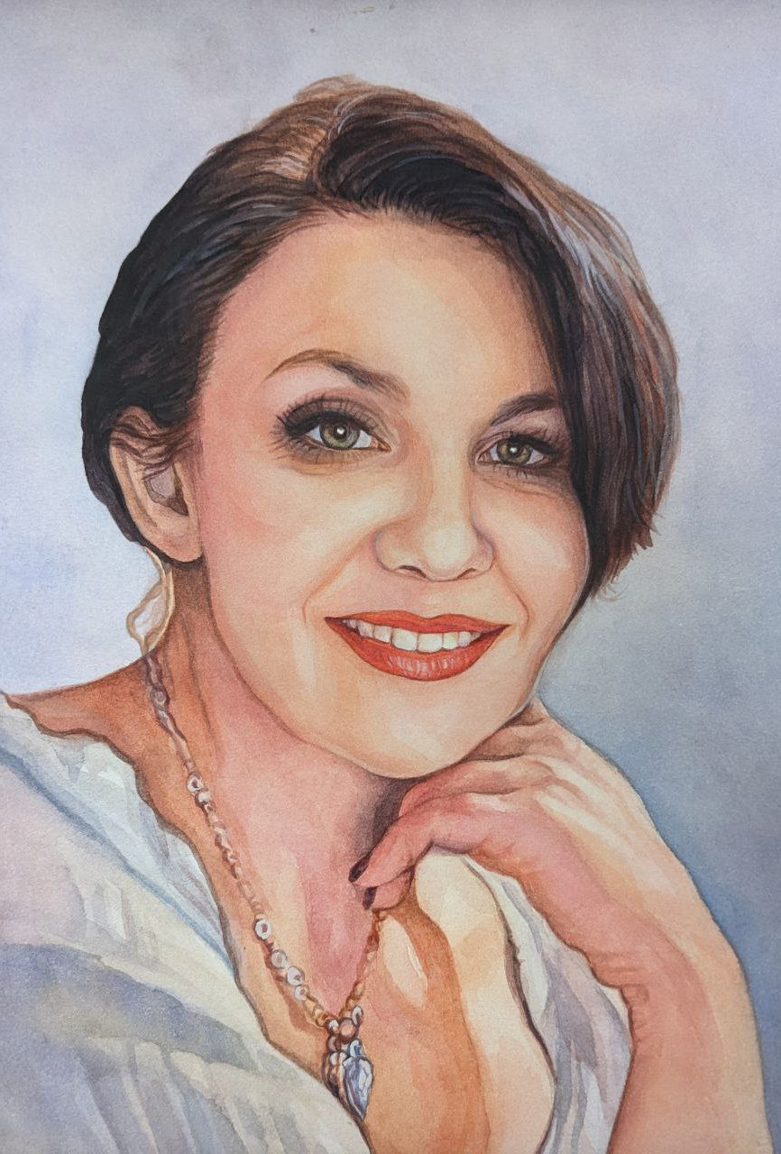 Watercolor Medium painting portrait from photo, Portrait from photos