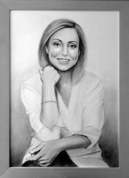 Graphite Medium portrait drawing from photo, Custom Memorial gift