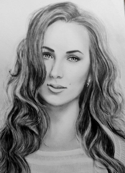 Graphite Medium portrait drawing from photo, Custom Memorial gift