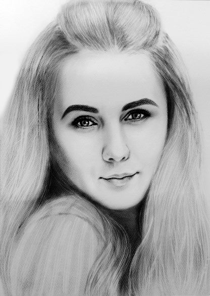 Graphite Extra Large portrait drawing from photo, Custom portrait