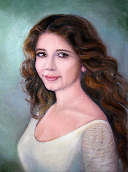 Oil Medium portrait from photo, Combine photo to painting