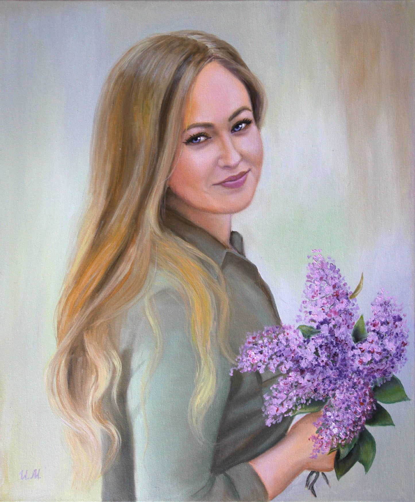 Oil Large portrait painting from photo, Custom oil portrait on canvas