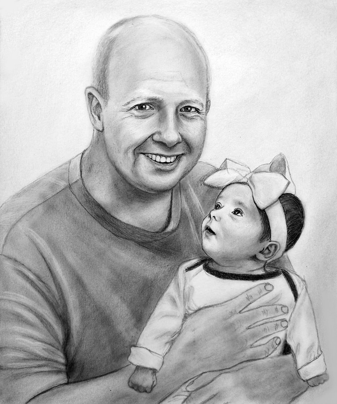 Graphite Medium portrait drawing from photo, Custom Memorial gift