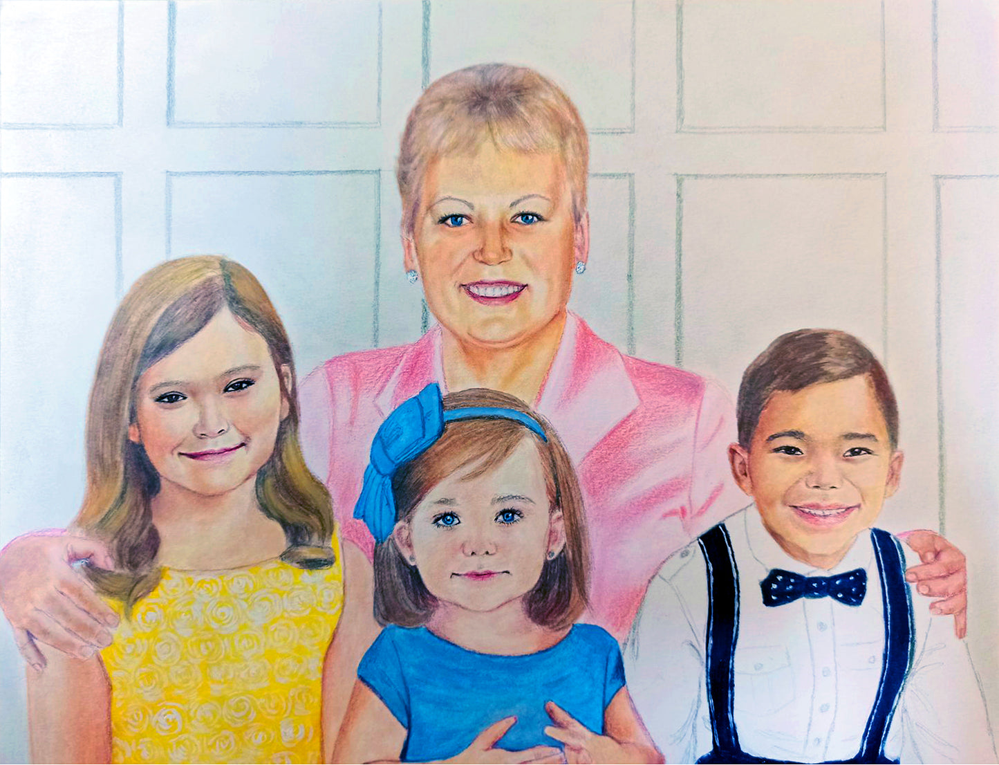 Pastel Extra Large portrait from photo, Big family portrait