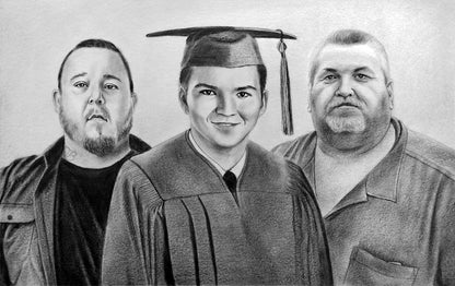 Graphite Small portrait drawing from photo, Memorial gift, Custom