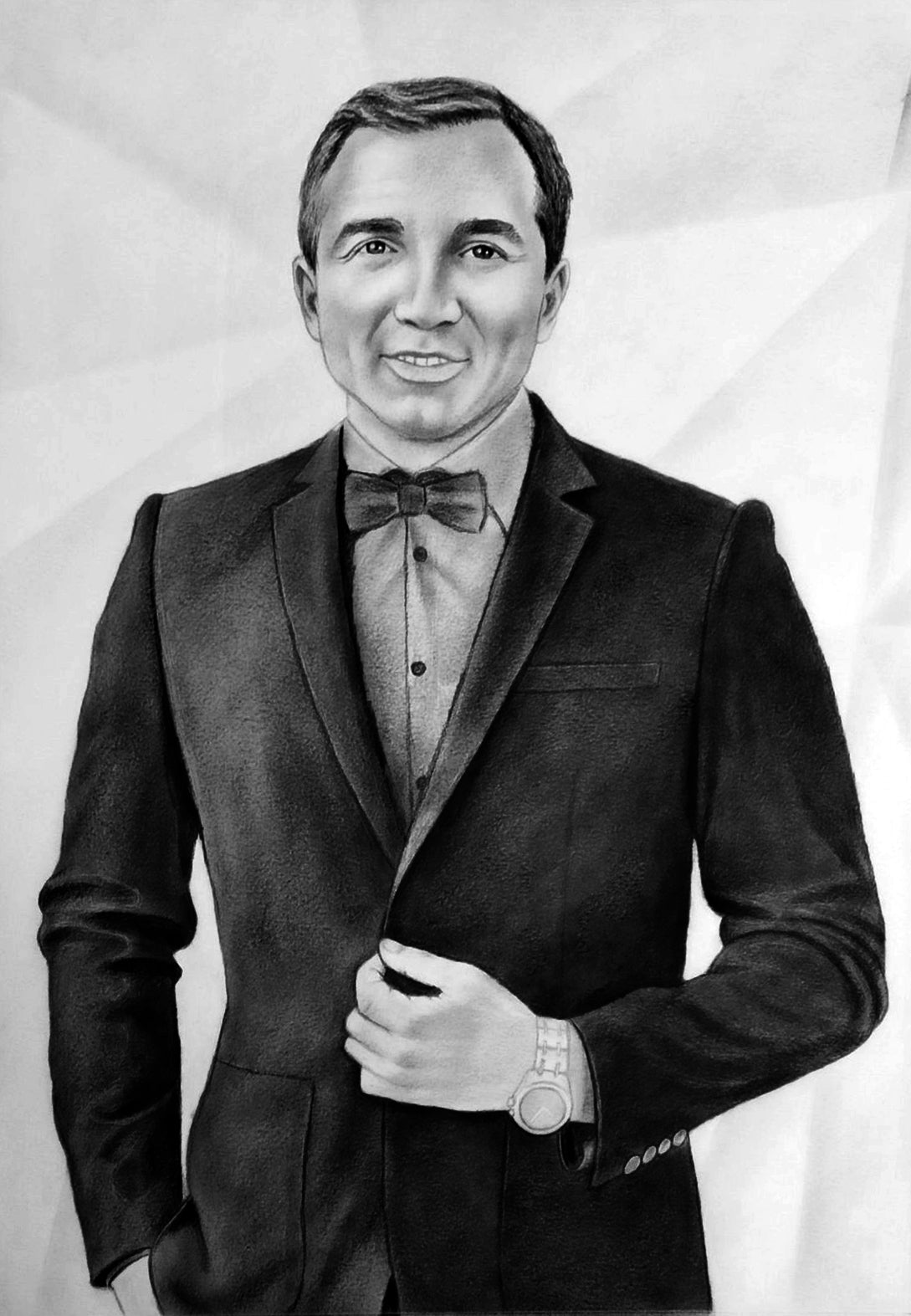 Charcoal Medium portrait from photo, Custom wedding portrait