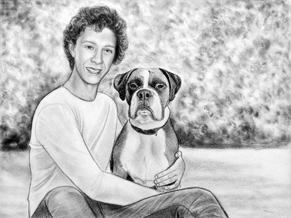 Graphite Extra Large portrait drawing from photo, Custom portrait