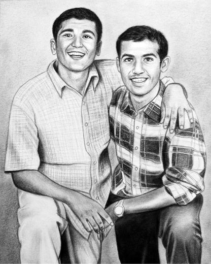 Graphite Large portrait drawing from photo, Memorial family portrait, Custom portrait of loved one