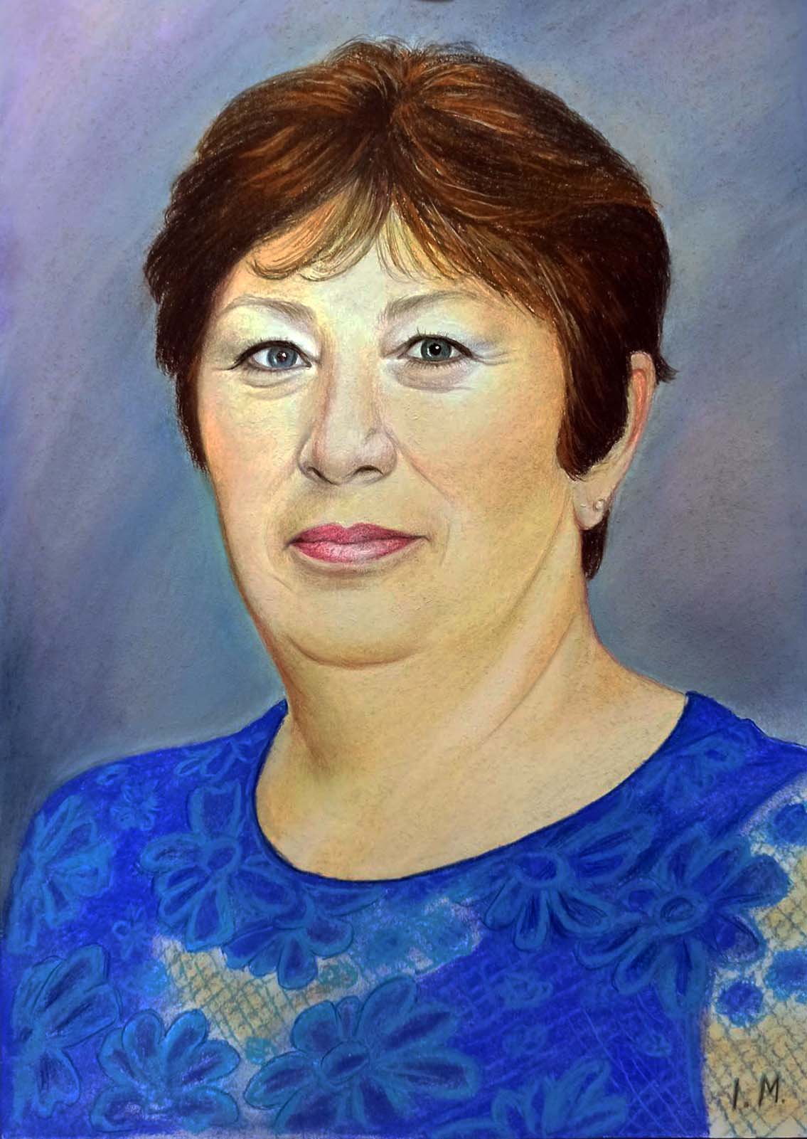 Pastel Medium portrait from photo, Pastel pencils portrait