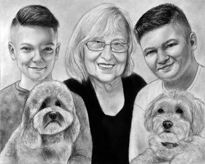 Graphite Extra Large portrait drawing from photo, Custom portrait