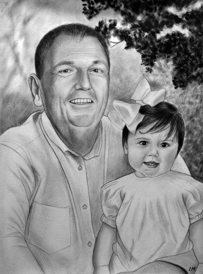 Charcoal Small portrait drawing from photo, Custom personalized