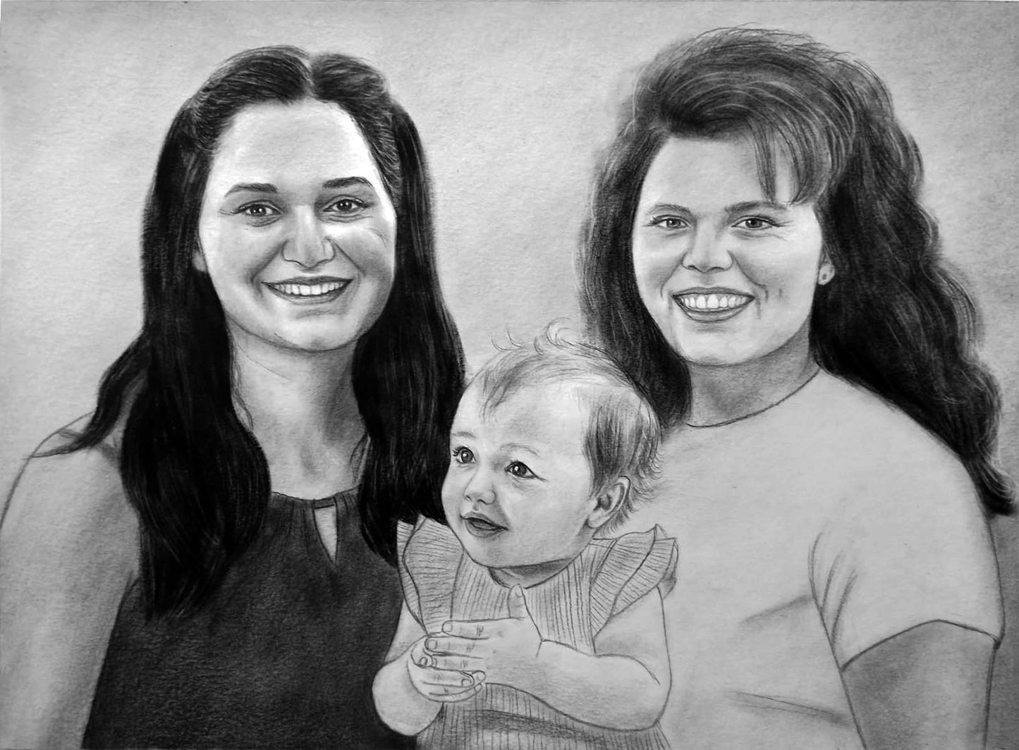 Graphite Medium portrait drawing from photo, Custom Memorial gift