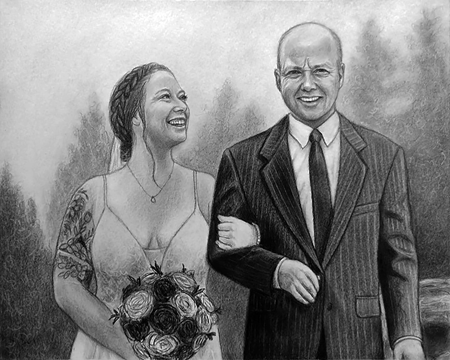 Charcoal Small portrait drawing from photo, Custom personalized