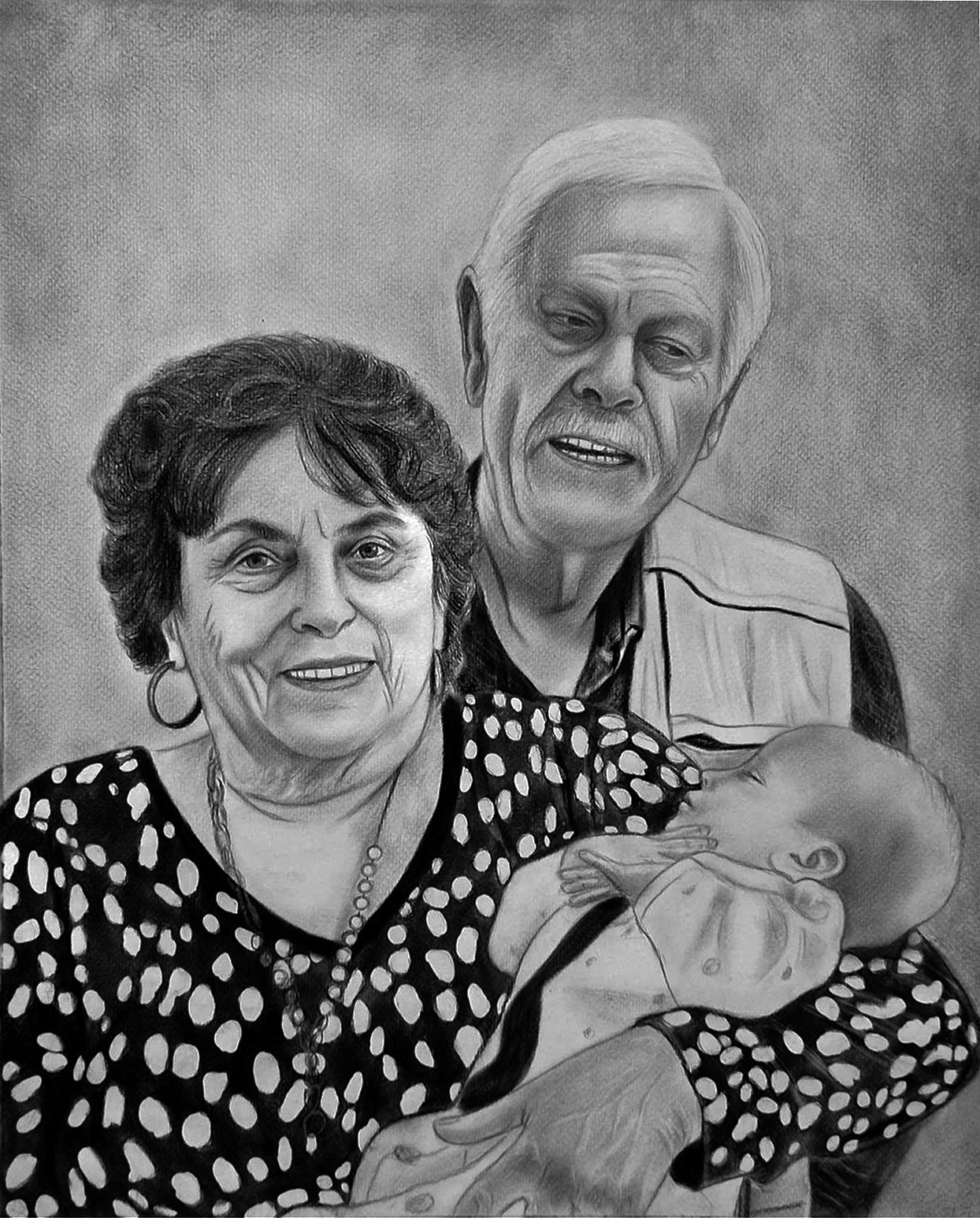 Charcoal Small portrait drawing from photo, Custom personalized