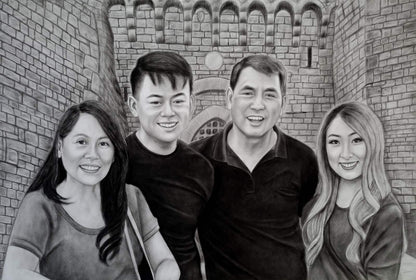 Graphite Extra Large portrait drawing from photo, Custom portrait