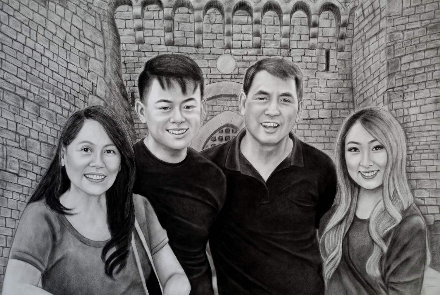 Graphite Medium portrait drawing from photo, Custom Memorial gift