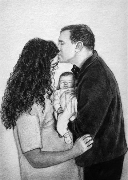 Graphite Extra Large portrait drawing from photo, Custom portrait