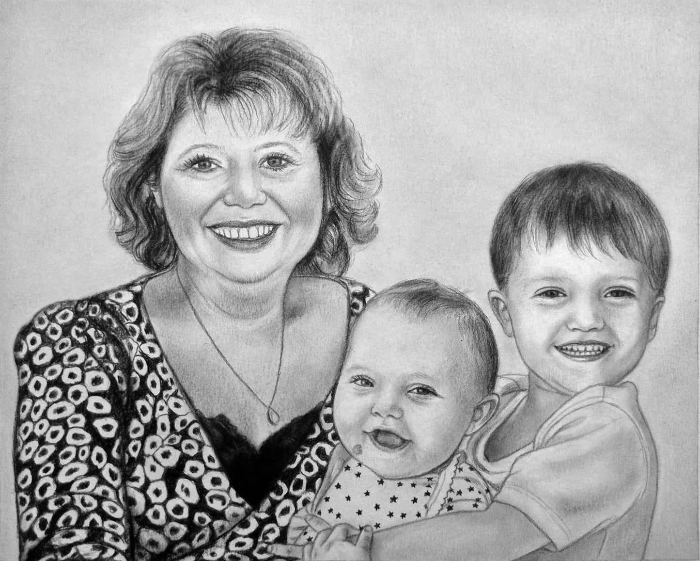 Graphite Small portrait drawing from photo, Memorial gift, Custom